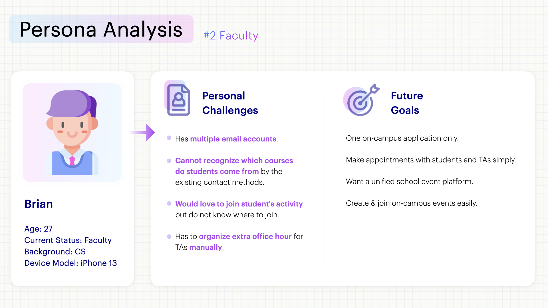 Persona #2 Brian — faculty persona with challenges and goals