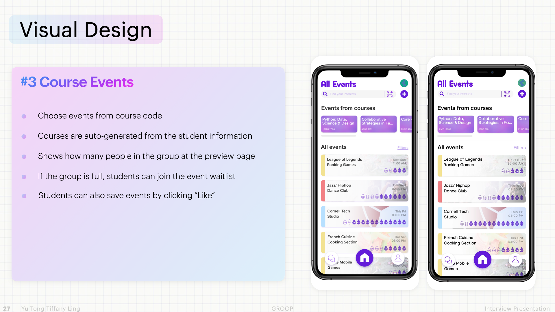 Visual Design #3 — Course Events flow