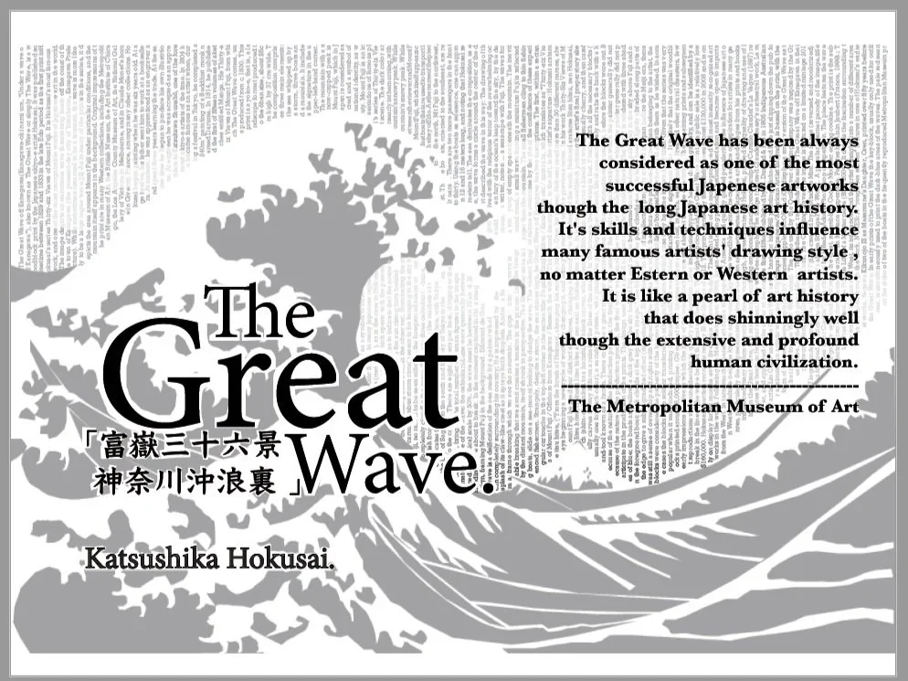 Poster of Beneath the Wave off Kanagawa — Hokusai-inspired editorial layout